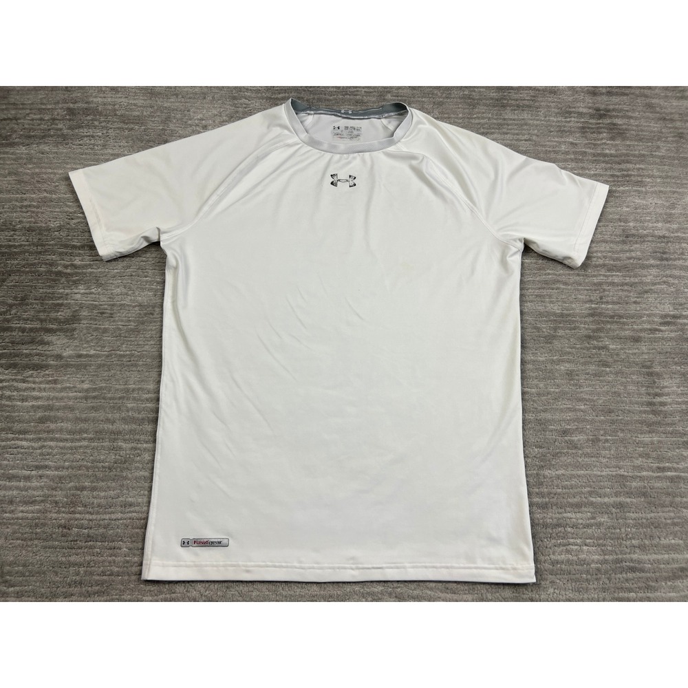 Under Armour Shirt Mens 2XL White HeatGear Compression Short Sleeve Athletic Top